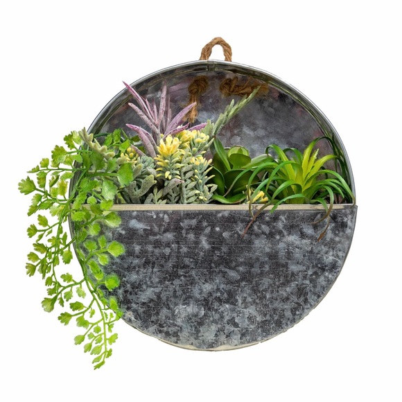 New Two Pack Floral DIY Garden Metal Hanging Wall Vases 8.5” - Picture 14 of 16